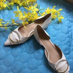 Franco Sarto women’s flat shoes white snake printed leather upper